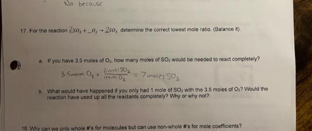 Solved 17. For the reaction 2SO2+…O2→2SO3 determine the | Chegg.com