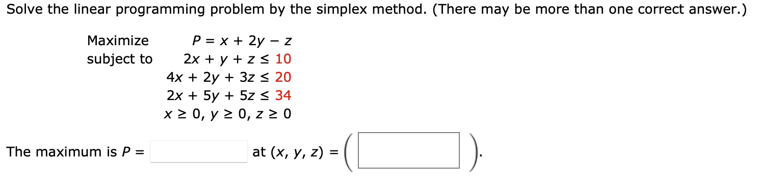 Solved Solve the linear programming problem by the simplex | Chegg.com