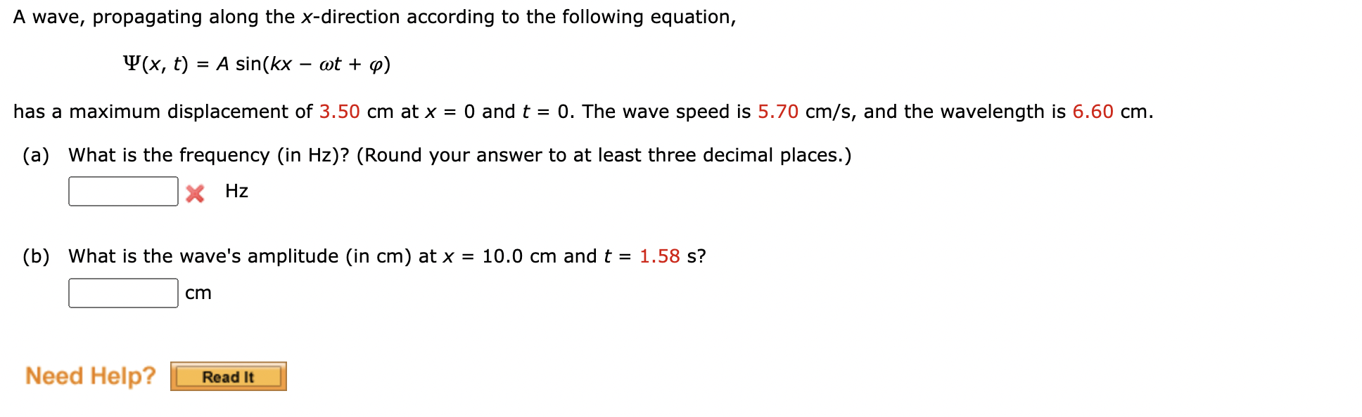 Solved A wave, propagating along the x-direction according | Chegg.com
