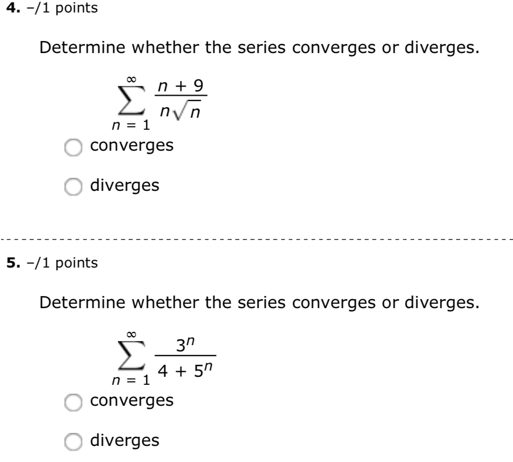 Solved Determine Whether The Series Converges Or Diverges 5127