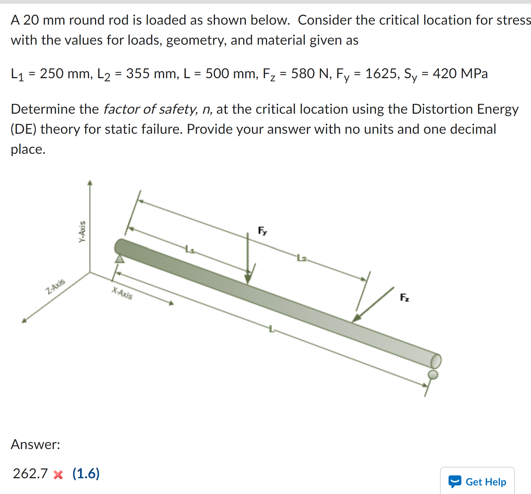 Solved A 20 mm round rod is loaded as shown below. Consider | Chegg.com