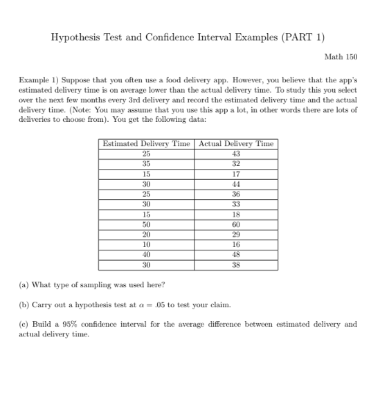 Solved Hypothesis Test and Confidence Interval Examples | Chegg.com