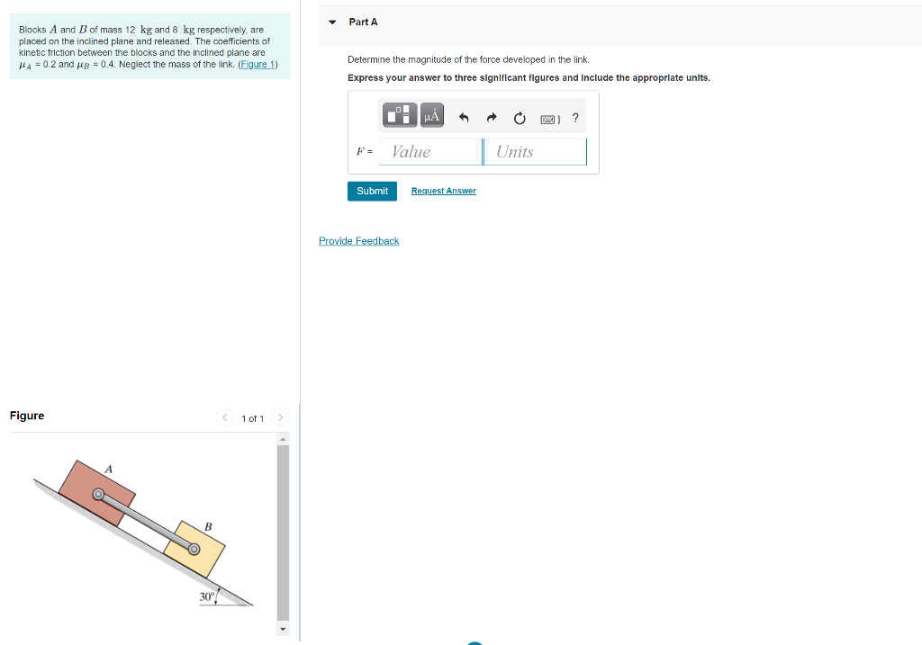 Solved Part A Blocks A And B Of Mass 12 Kg And 8 Kg | Chegg.com