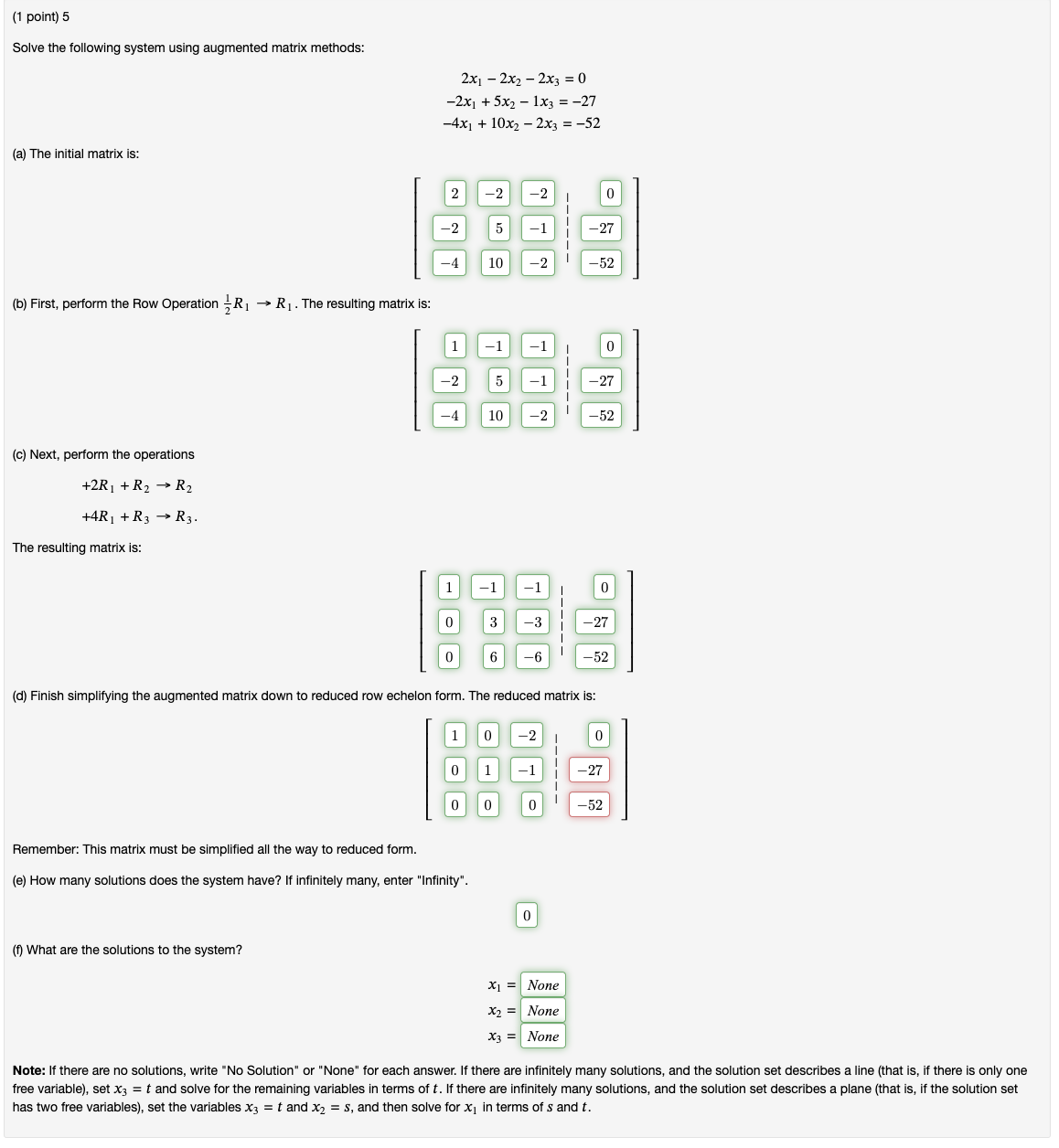 Solved ⎣⎡100900000−800−7108−51299⎦⎤ The solution is(1 point) | Chegg.com