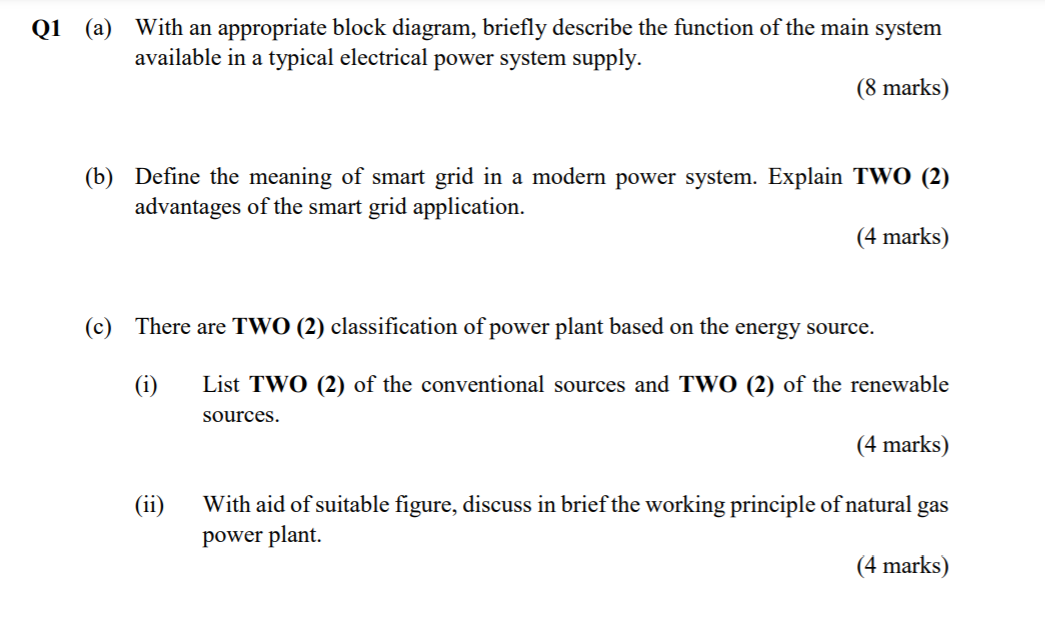 Solved Q1 (a) With an appropriate block diagram, briefly | Chegg.com