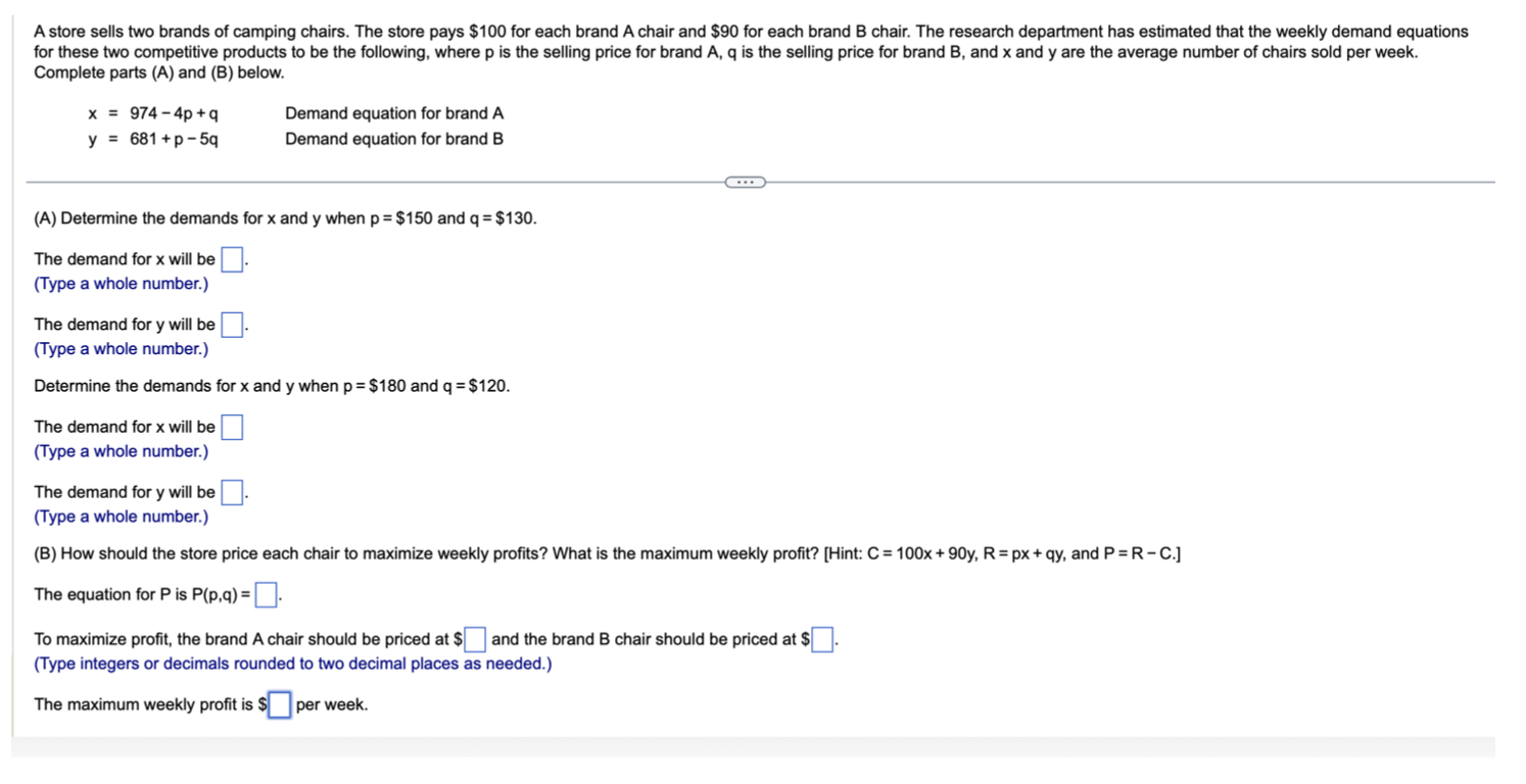 Solved Complete parts (A) and (B) below. | Chegg.com