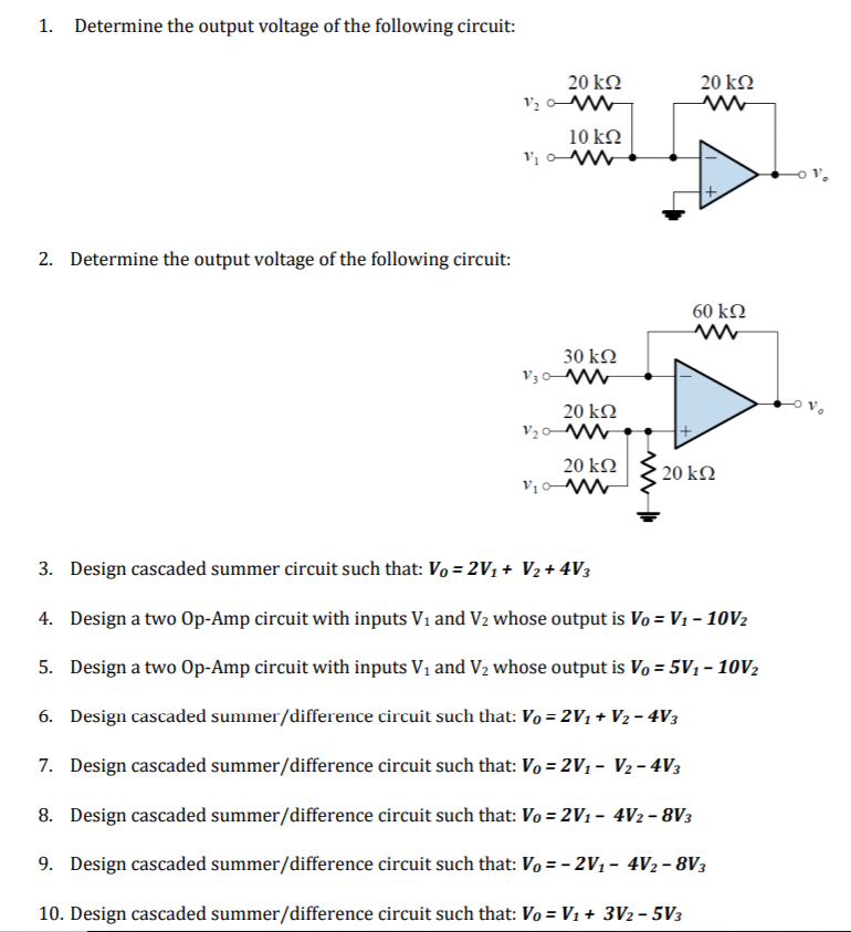 Solved Determine the output voltage of the following | Chegg.com