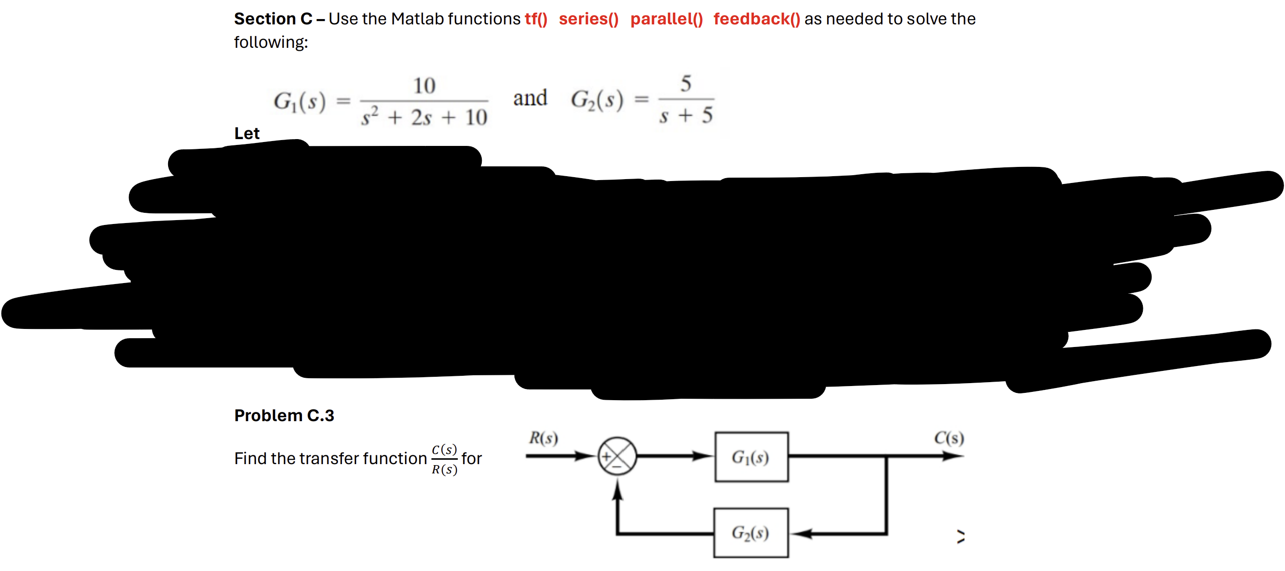 Solved Section C - Use the Matlab functions ) series() | Chegg.com