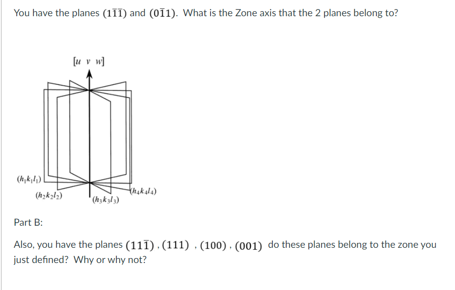 Solved You have the planes (111) and (071). What is the Zone | Chegg.com