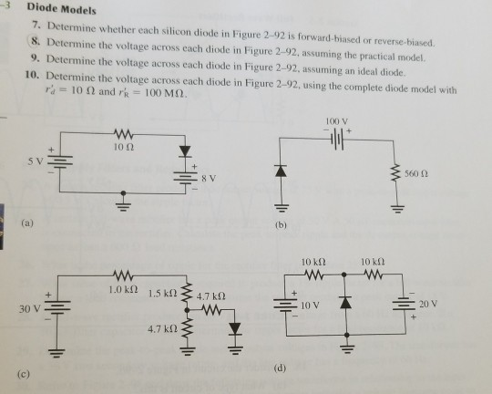 Solved 3 Diode Models 7. Determine Whether Each Silicon | Chegg.com