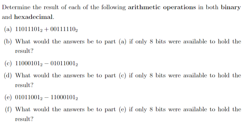 Solved Determine the result of each of the following | Chegg.com