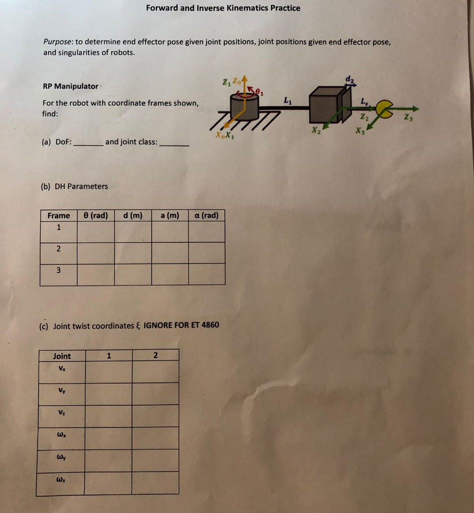 Solved Forward and Inverse Kinematics Practice Purpose: to | Chegg.com