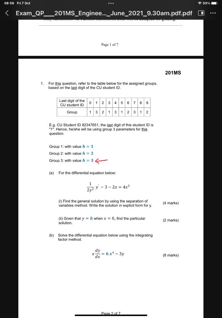 Solved 1. For this question, refer to the table below for | Chegg.com