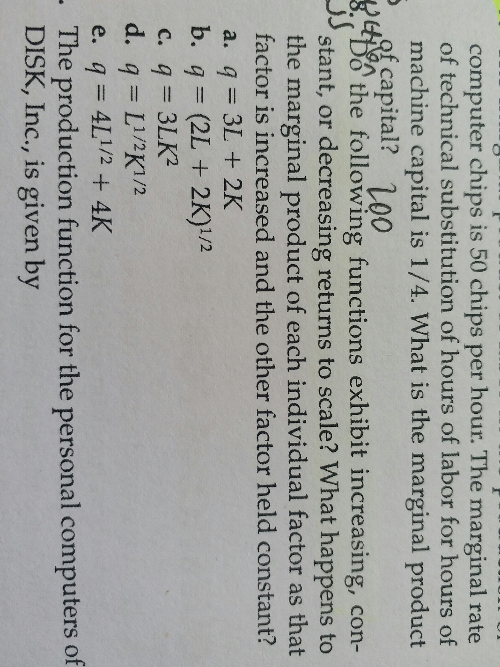 Solved computer chips is 50 chips per hour. The marginal