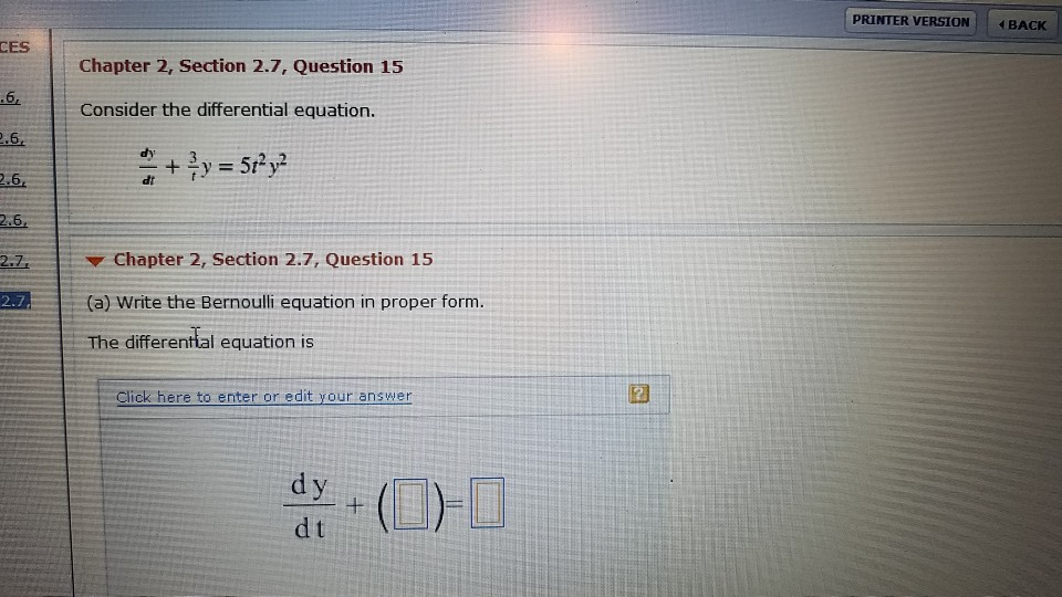 Solved PRINTER VERSION BACK CES Chapter 2, Section 2.7, | Chegg.com