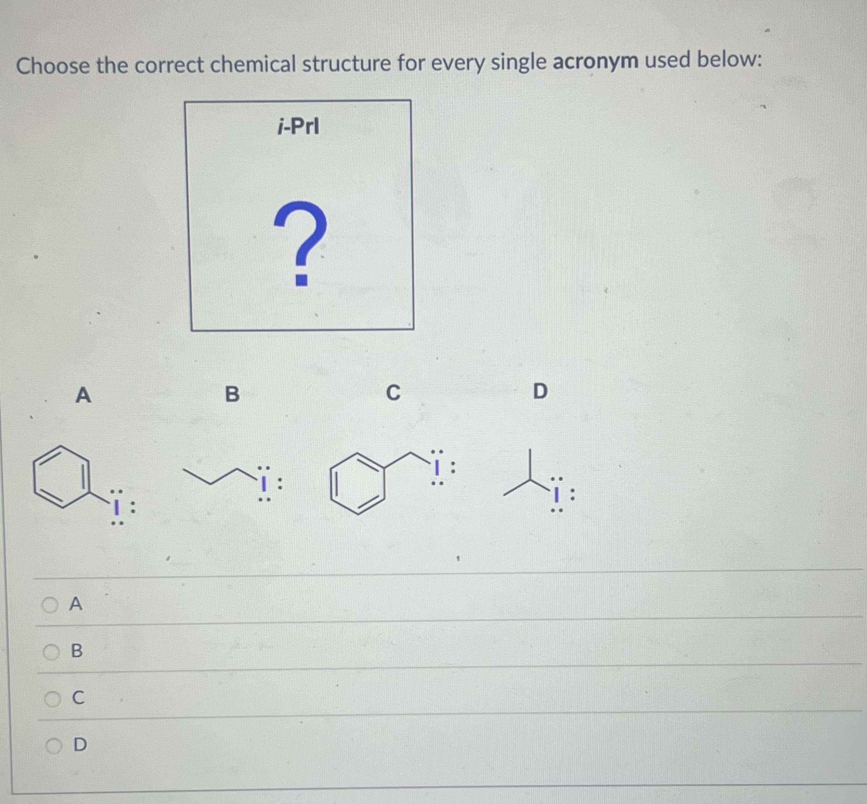 Solved Choose the correct chemical structure for every | Chegg.com