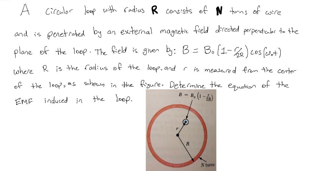 Solved А A circuler loop with radius R consists of N torns | Chegg.com