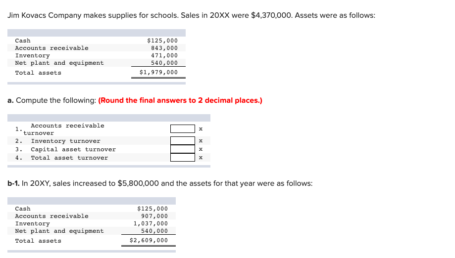 Solved Jim Kovacs Company makes supplies for schools. Sales