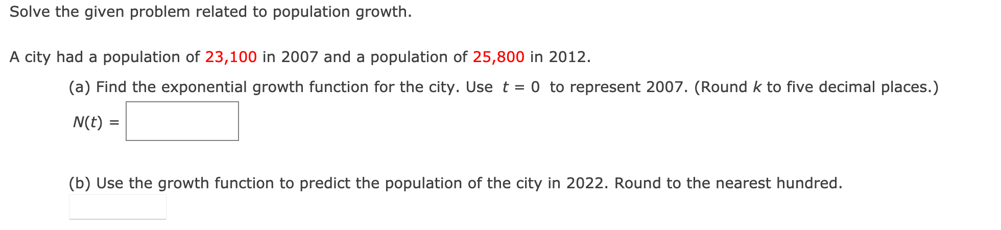 Solved Solve The Given Problem Related To Population Growth. | Chegg.com