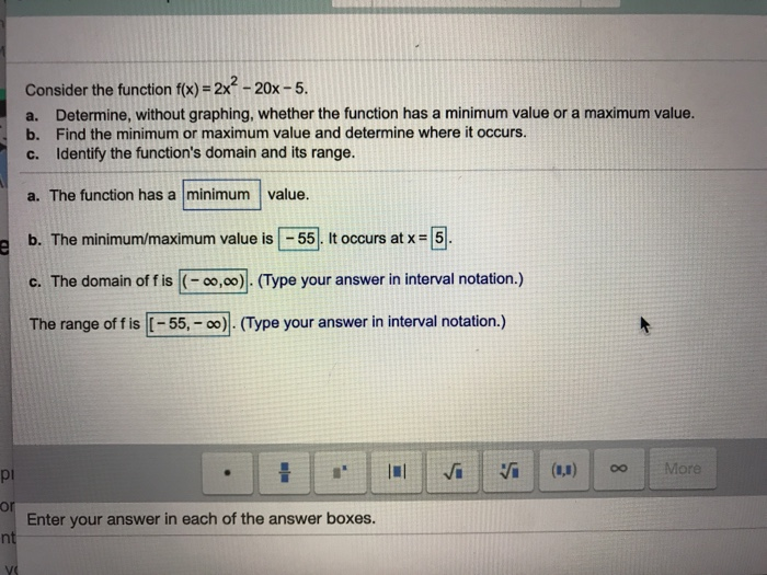 Solved Consider the function f(x) 2x-20x-5 a. Determine, | Chegg.com