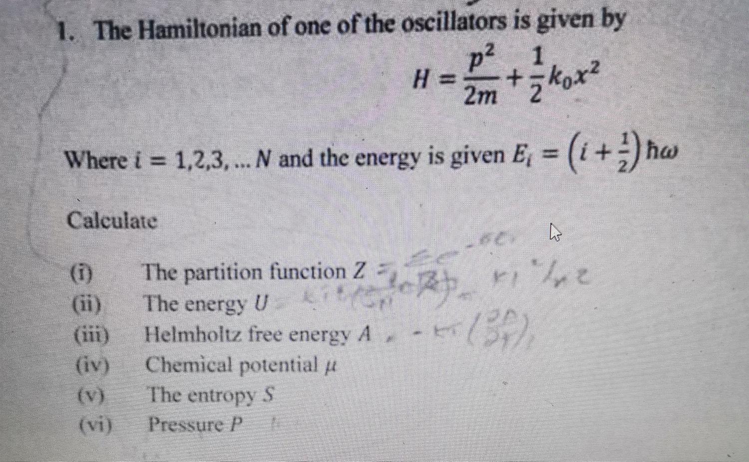Solved 1. The Hamiltonian of one of the oscillators is given | Chegg.com