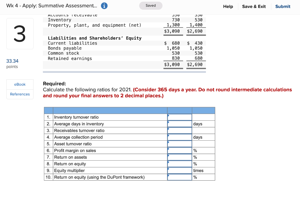 Solved WK 4 - Apply: Summative Assessment... Saved Help Save | Chegg.com