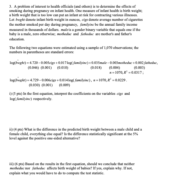 Solved 3. A problem of interest to health officials (and | Chegg.com