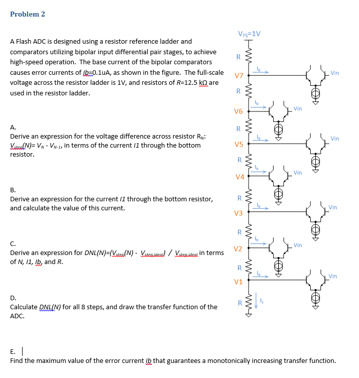 Solved Problem 2 Ves=1V T w R A Flash ADC is designed using