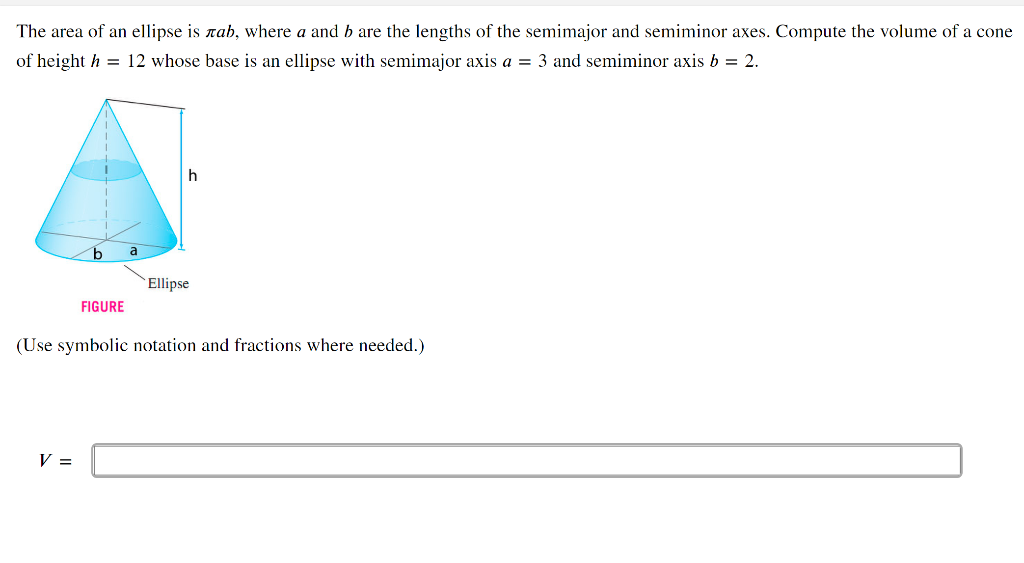 Solved The Area Of An Ellipse Is Tab, Where A And B Are The | Chegg.com