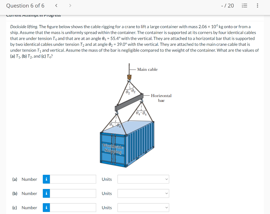 Solved Dockside lifting. The figure below shows the cable | Chegg.com