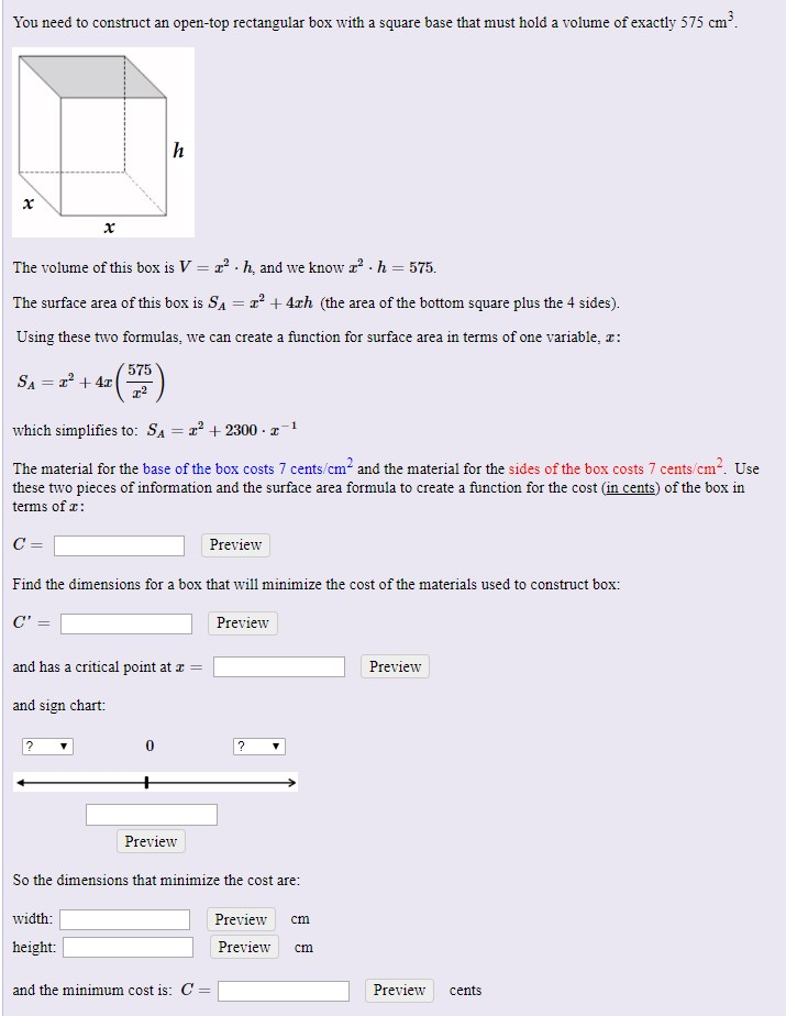 Solved You need to construct an open-top rectangular box | Chegg.com