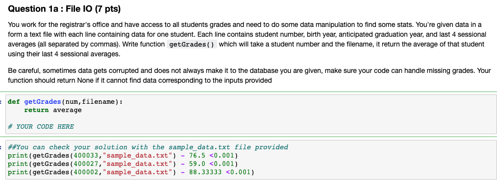 IN PYTHON ALL TEST CASES MUST RETURN TRUE THANK YOU | Chegg.com