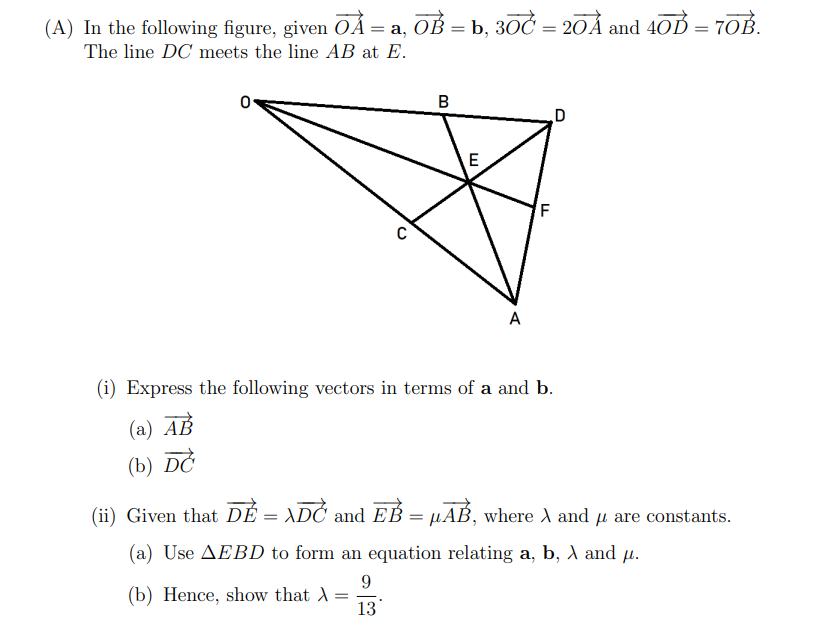 Solved (A) In The Following Figure, Given OẢ = A, OB = B, | Chegg.com