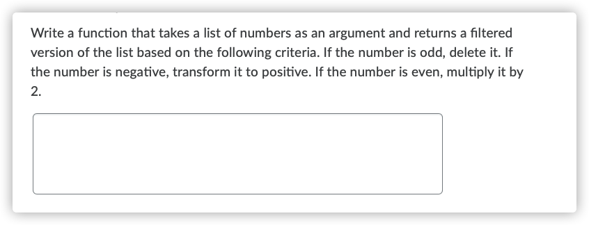 Solved Write a function that takes a list of numbers as an | Chegg.com