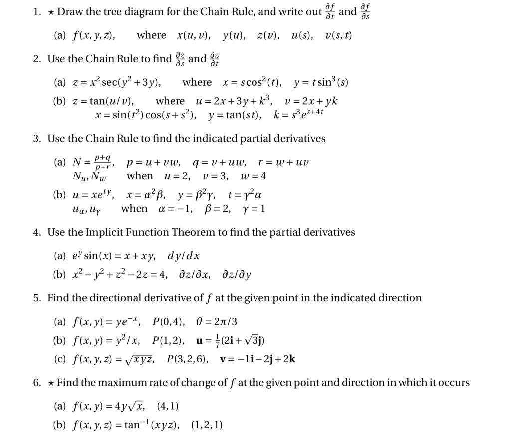 Solved 1. ⋆Draw the tree diagram for the ChainRule,and write | Chegg.com