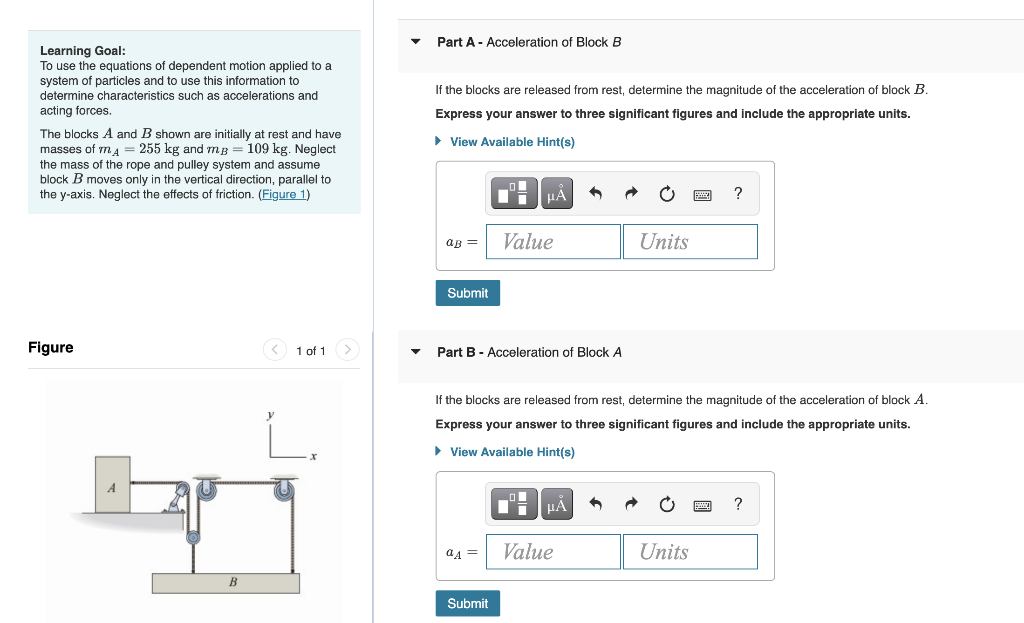 Solved Learning Goal: Part A - Acceleration Of Block B To | Chegg.com