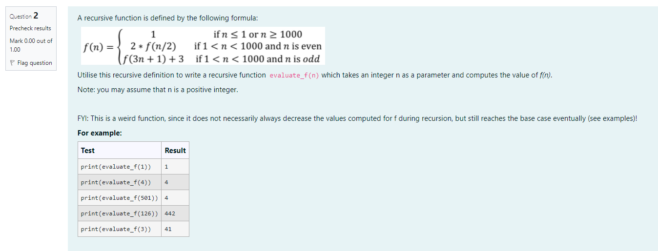 Solved Question 2 A Recursive Function Is Defined By The | Chegg.com