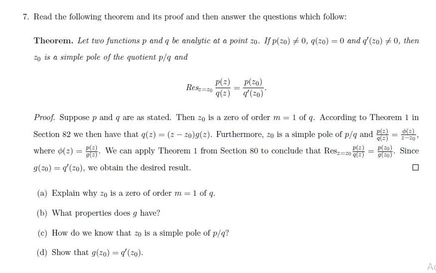 Solved Read The Following Theorem And Its Proof And Then | Chegg.com