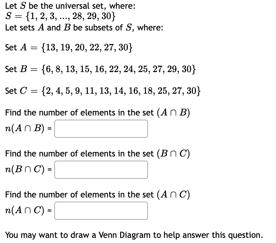 Solved Let S Be The Universal Set, Where: | Chegg.com