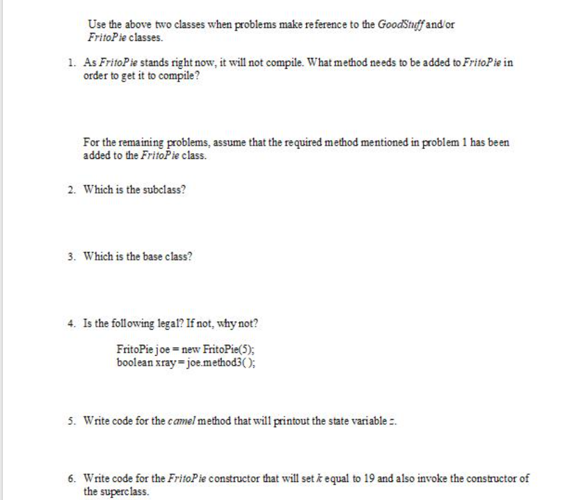 Solved Use the above two classes when problems make | Chegg.com