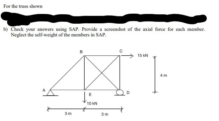 Solved For The Truss Shown B) Check Your Answers Using SAP. | Chegg.com