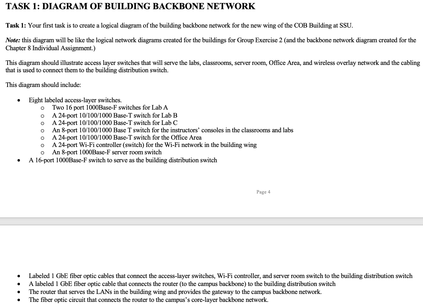 Solved Task 1: Diagram Of Building Backbone Network Task 1: 