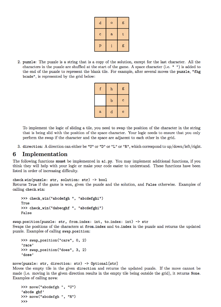 slide puzzle python code example
