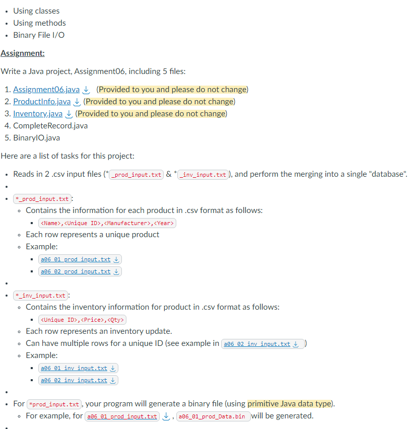 Solved - Using methods - Binary File I/O Assignment: Write a | Chegg.com