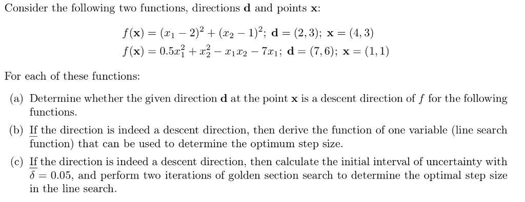 Solved Consider the following two functions, directions d | Chegg.com