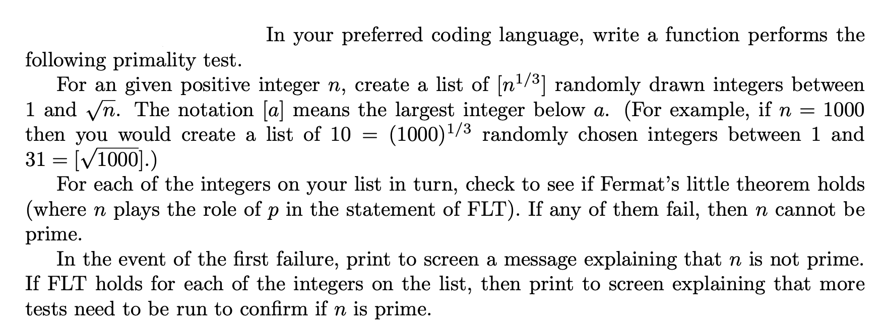 Solved In your preferred coding language, write a function | Chegg.com