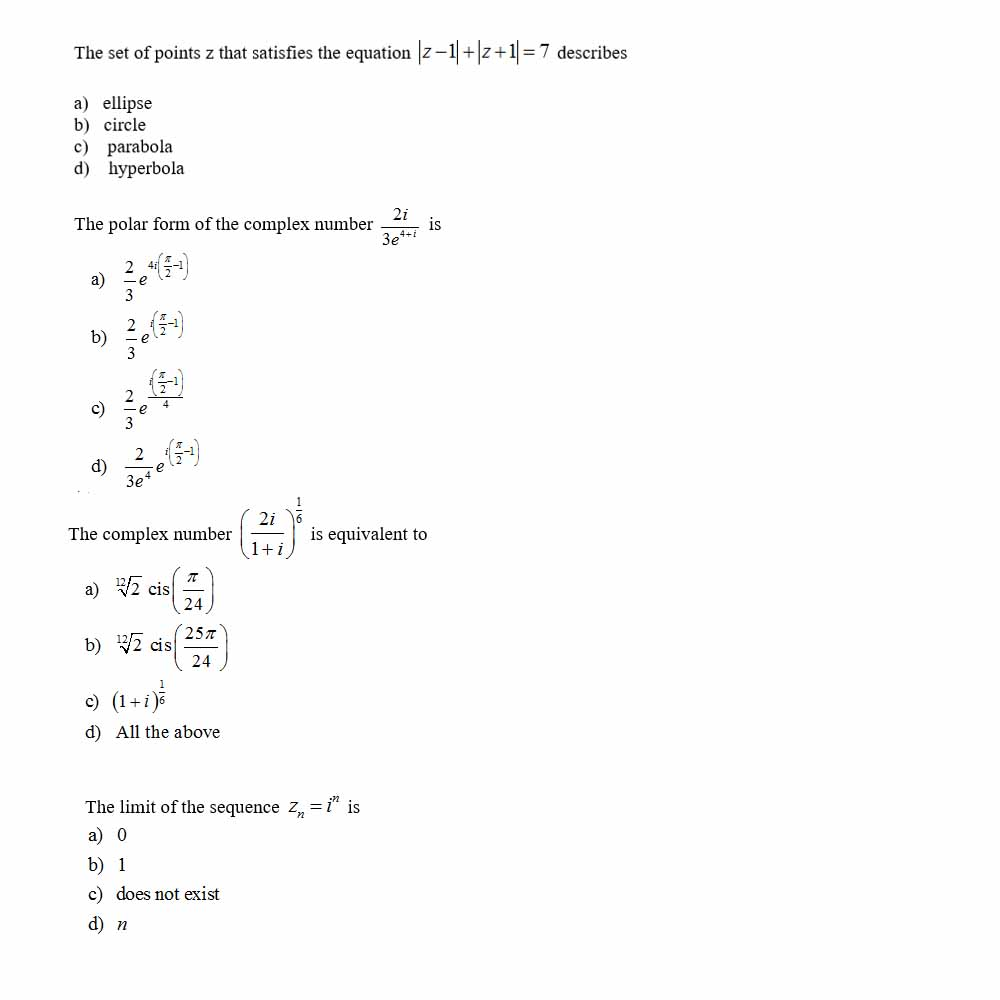 Solved The set of points z that satisfies the equation | Chegg.com