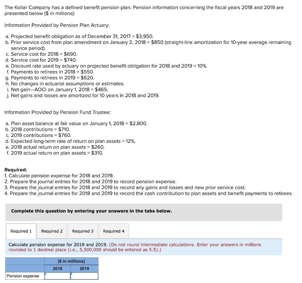 Solved The Kollar Company Has A Defined Benefit Pension Chegg Com   PhptSSan1 