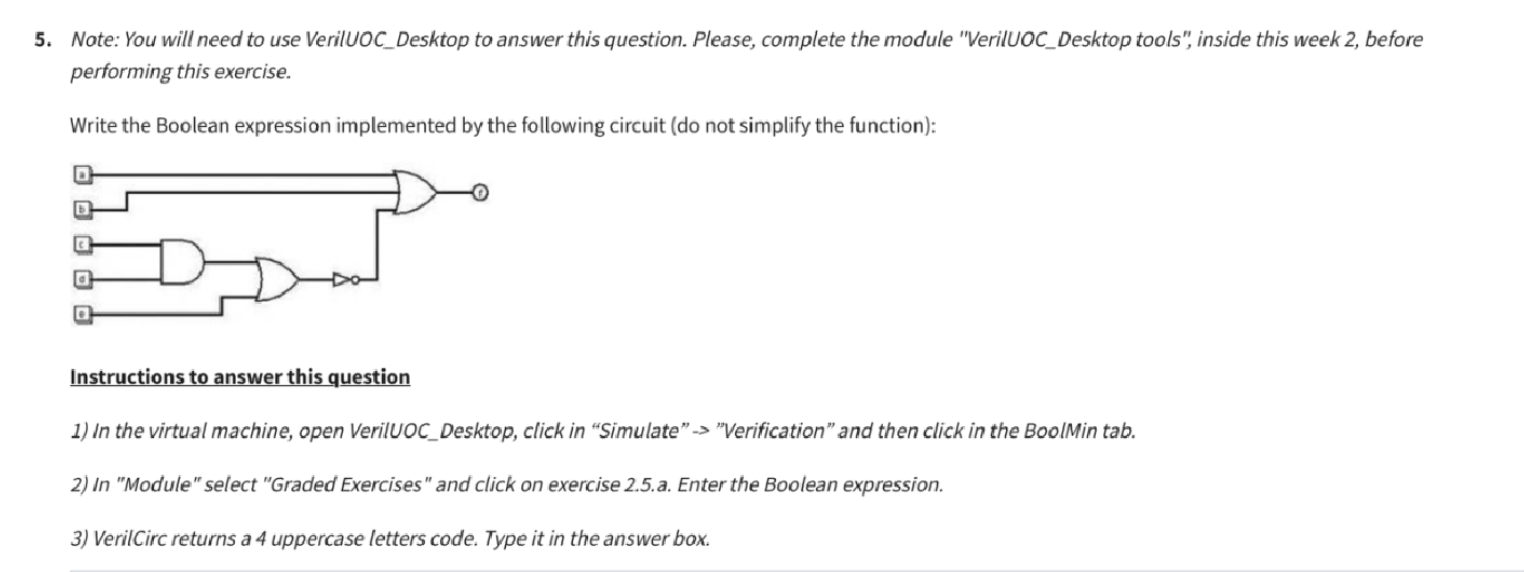 Solved 5ote: You will need to use VerilUOC_Desktop to answer | Chegg.com