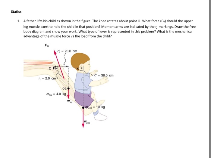 Solved Statics 1. A father lifts his child as shown in the